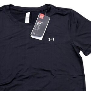 NWT Under Armour HeatGear Loose Fit T-Shirt‎ Top Black Womens Large